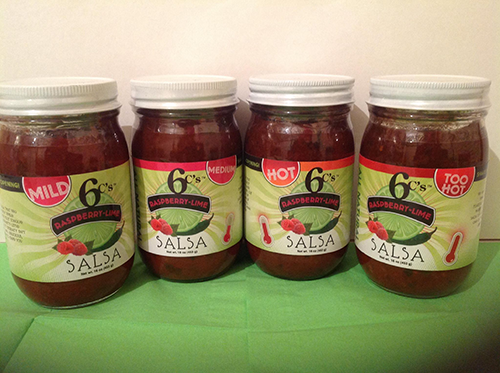 All four of 6 C's salsa's delicious levels of heat together.